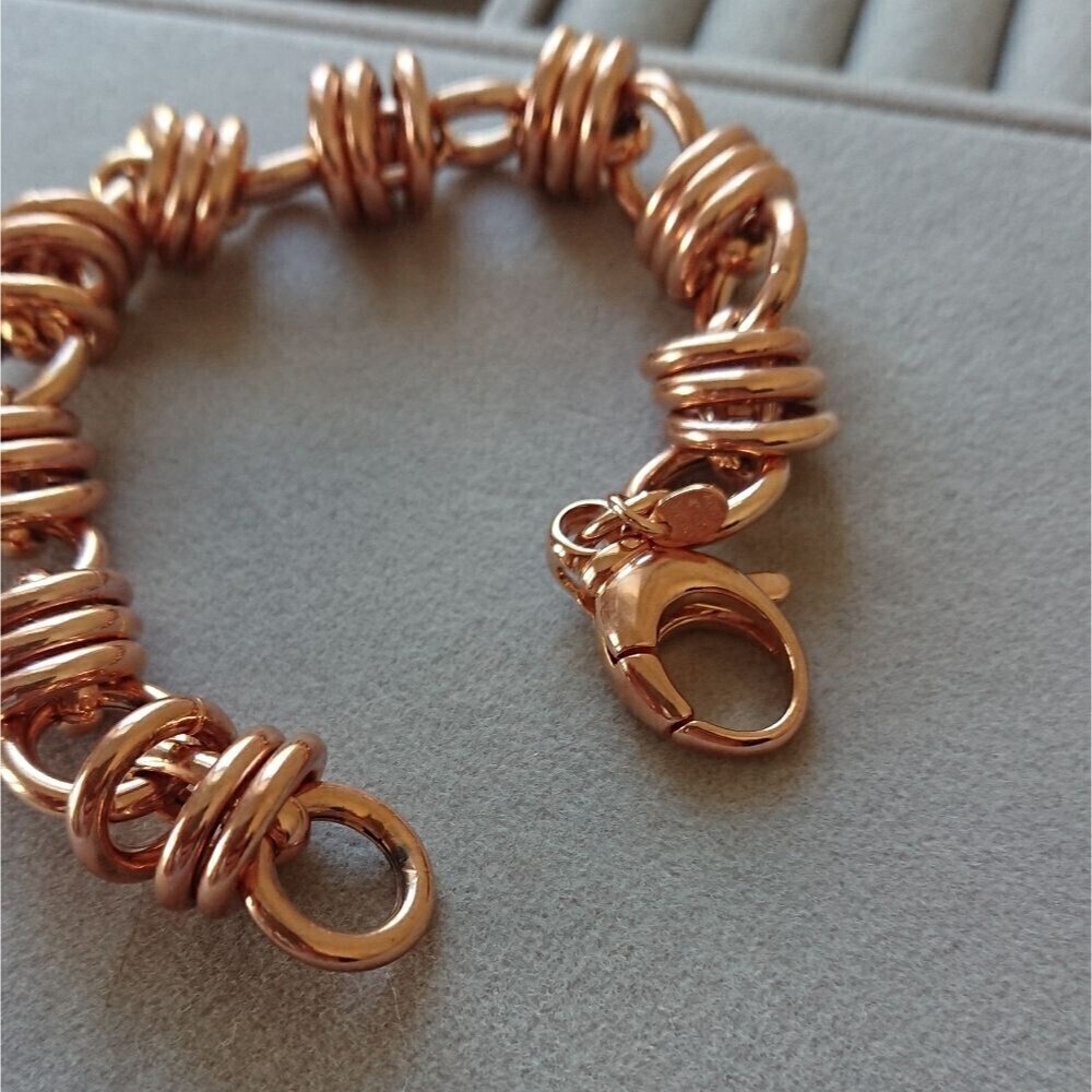 Bronze Milor Italy Rose Gold Tone Multi-circle Bracelet - Picture 5 of 7